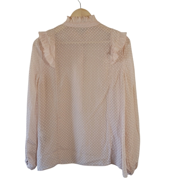 Reiss Taylor Pink Ruffle Blouse 6 Silk Blend Victorian Quite Luxury Minimalist - Picture 3 of 12